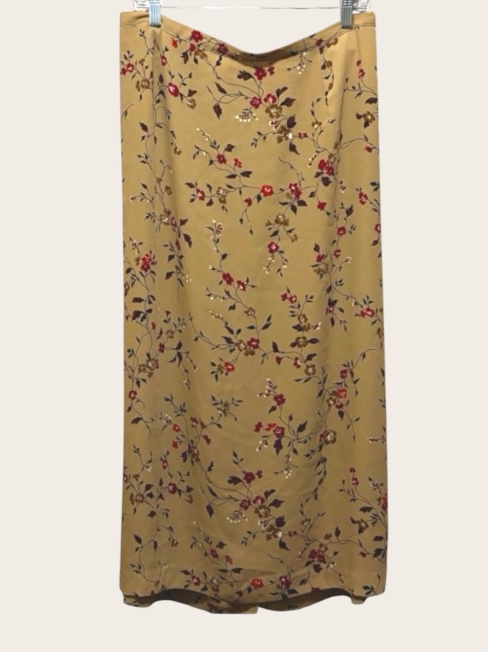 Kathie Lee Woman Floral Midi Skirt 18W Tan Boho Y2K
